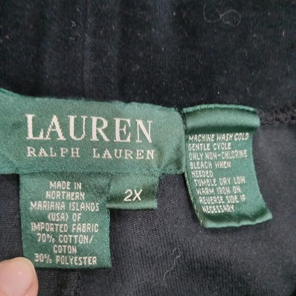 Lauren Ralph Lauren Pants Womens 2X Black Velvet Pull On Straight Leg Stretch - Picture 5 of 9